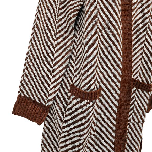 Fortune + Ivy Womans size XXL Chevron Striped Duster Cardigan Sweater Brown New - Picture 3 of 8